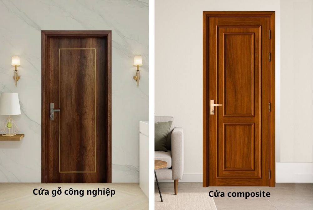 So sánh trực tiếp cửa composite và cửa gỗ công nghiệp trong cùng không gian