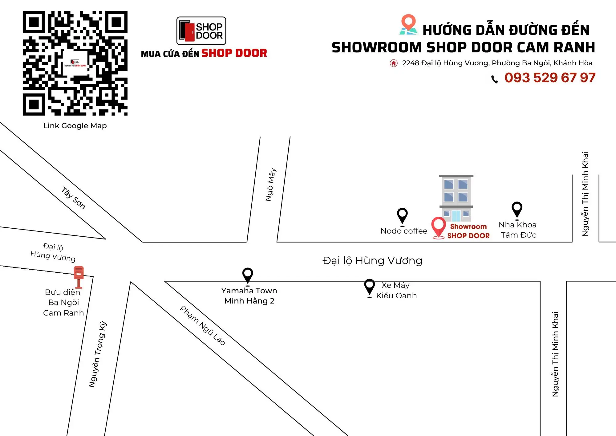 Bản đồ chỉ đường đến Shopdoor Cam Ranh, 2248 Đại lộ Hùng Vương, P. Ba Ngòi, Khánh Hòa