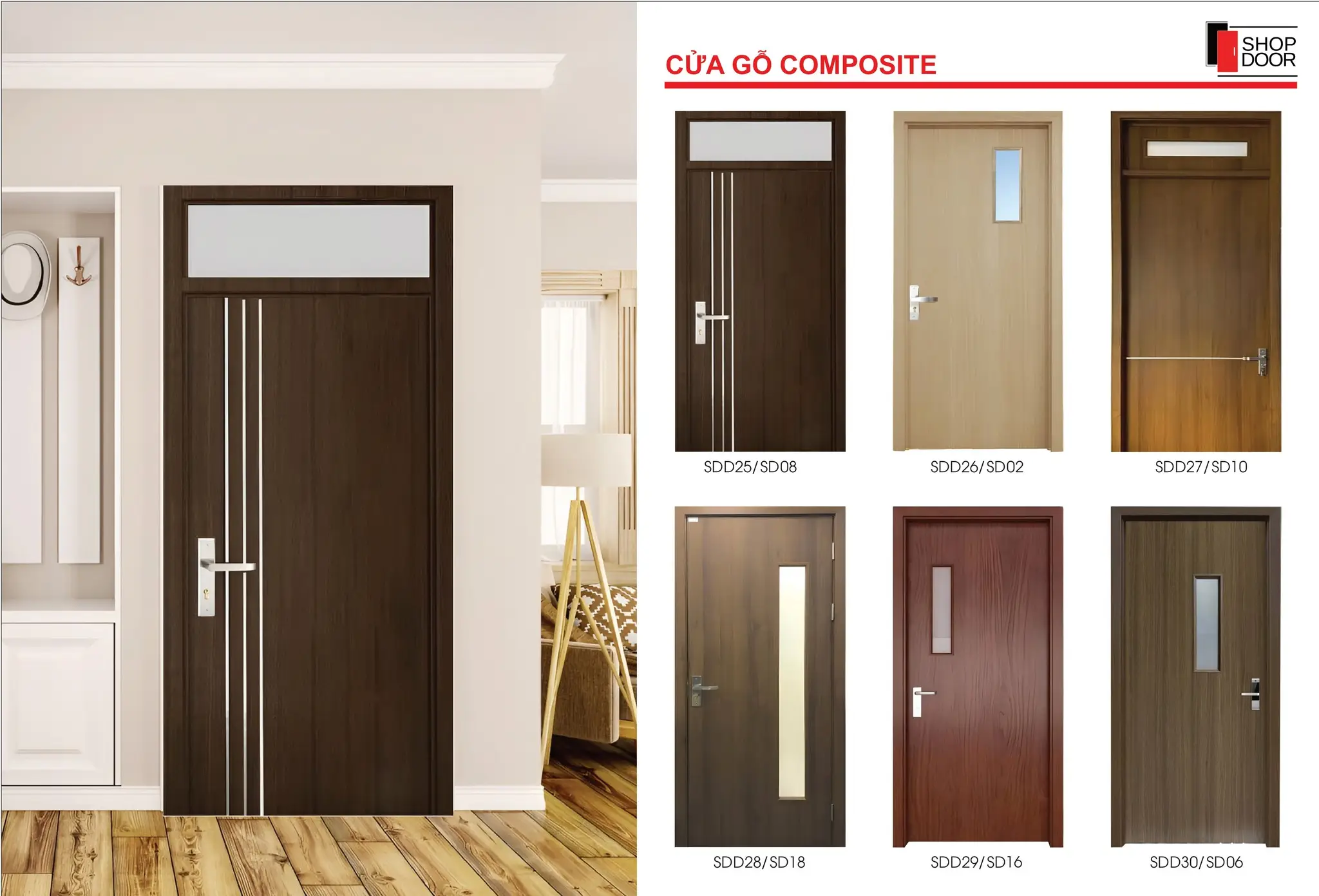 Cửa composite cho phòng ngủ sang trọng
