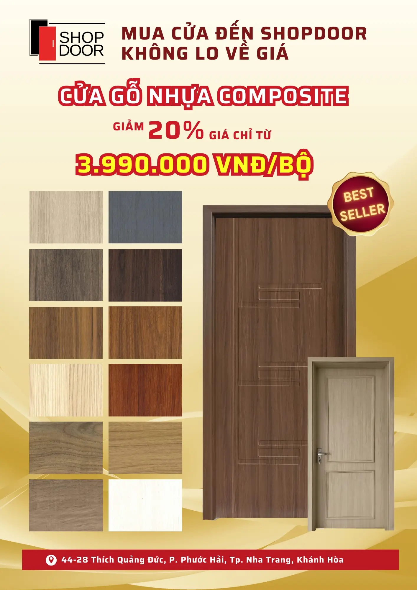 Cửa composite màu vân gỗ tự nhiên