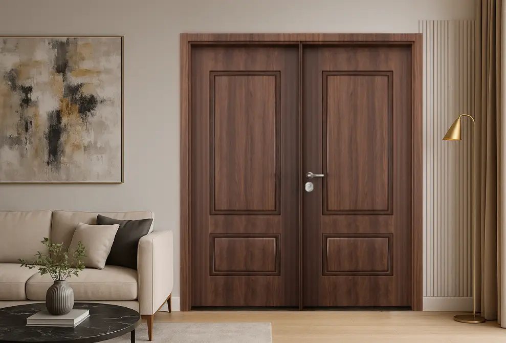 Cửa nhựa composite 2 cánh phòng khách hiện đại