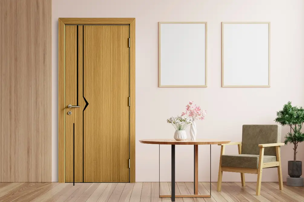 Cửa nhựa composite chạy chỉ đen hiện đại
