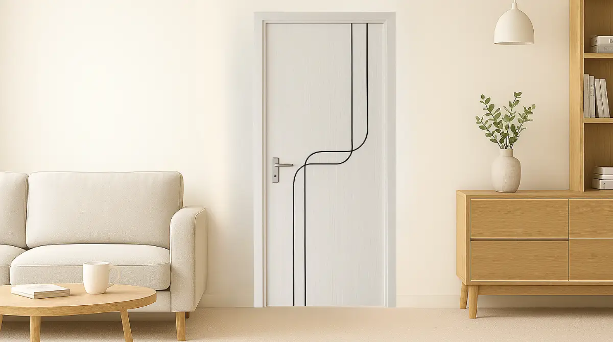 Cửa nhựa composite chạy chỉ đen sang trọng