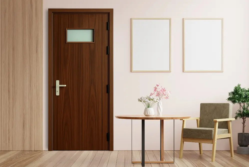 Cửa nhựa composite có ô kính phòng ngủ