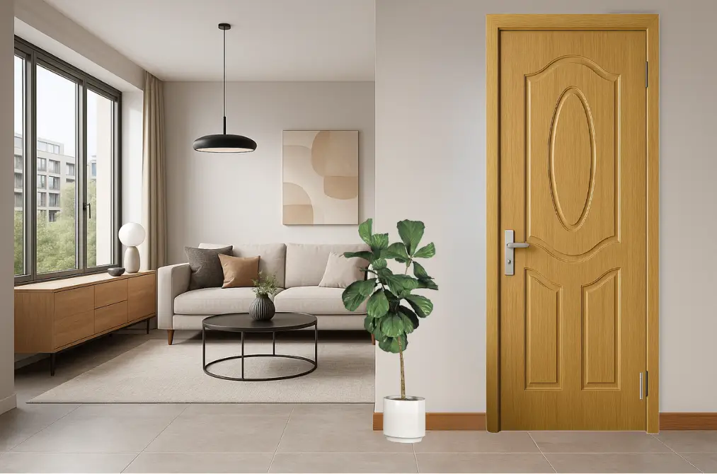 Cửa nhựa composite soi huỳnh sang trọng cho phòng khách