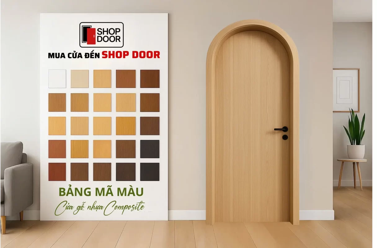 Mẫu cửa gỗ nhựa composite bền đẹp, chống nước tại Bình Định