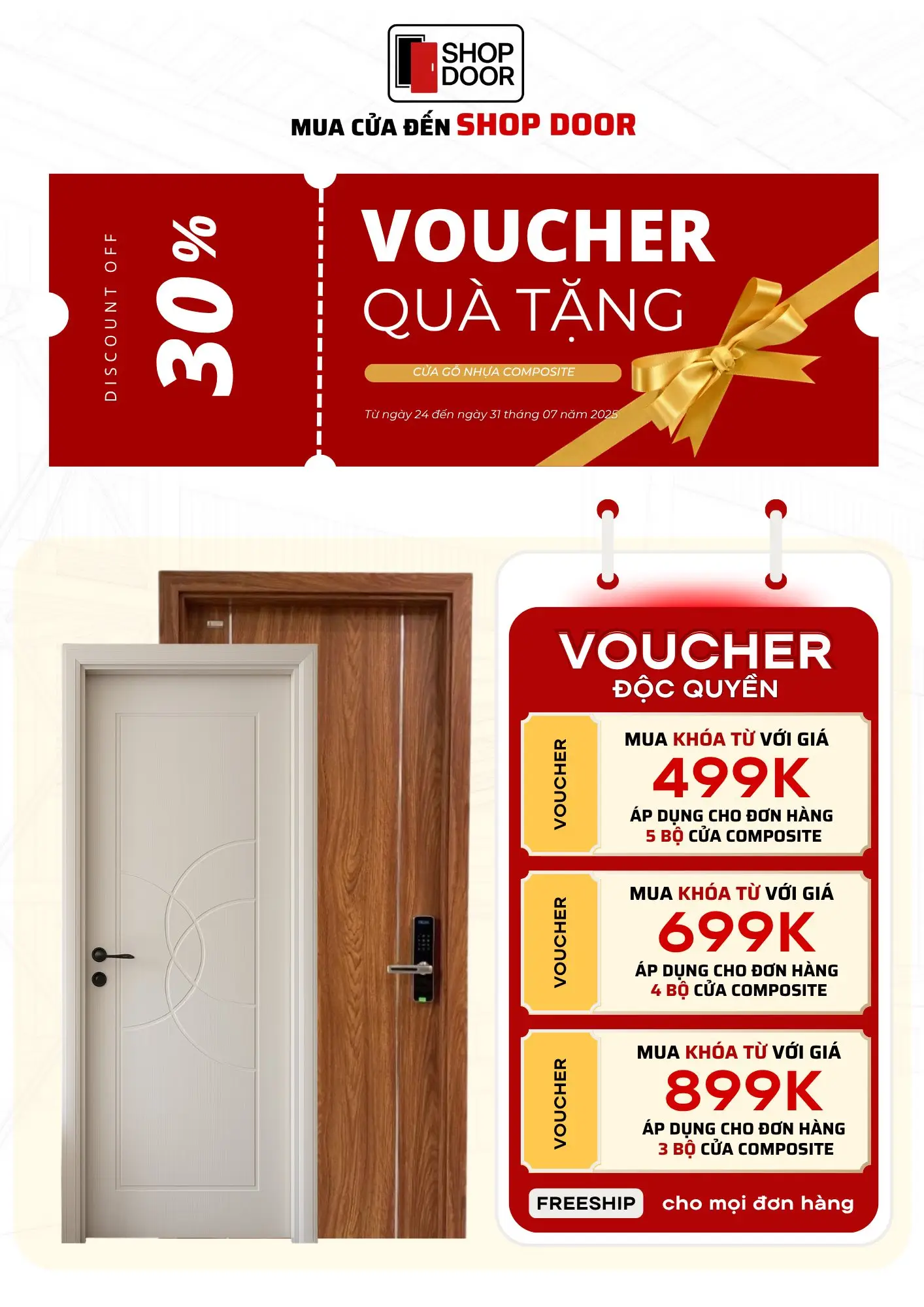 Ưu đãi đặc biệt mua khóa cửa giá sốc khi mua cửa composite Shop Door
