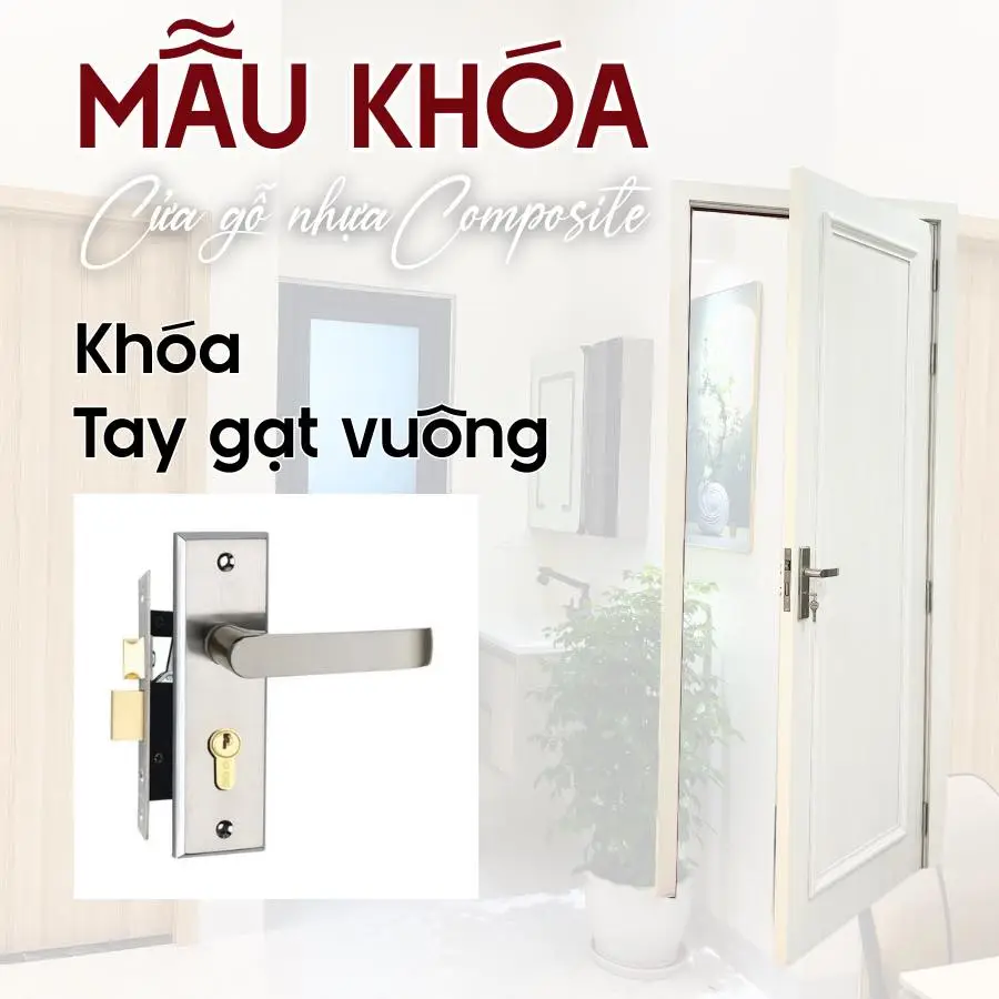 mẫu khóa tay gạt vuông cửa composite