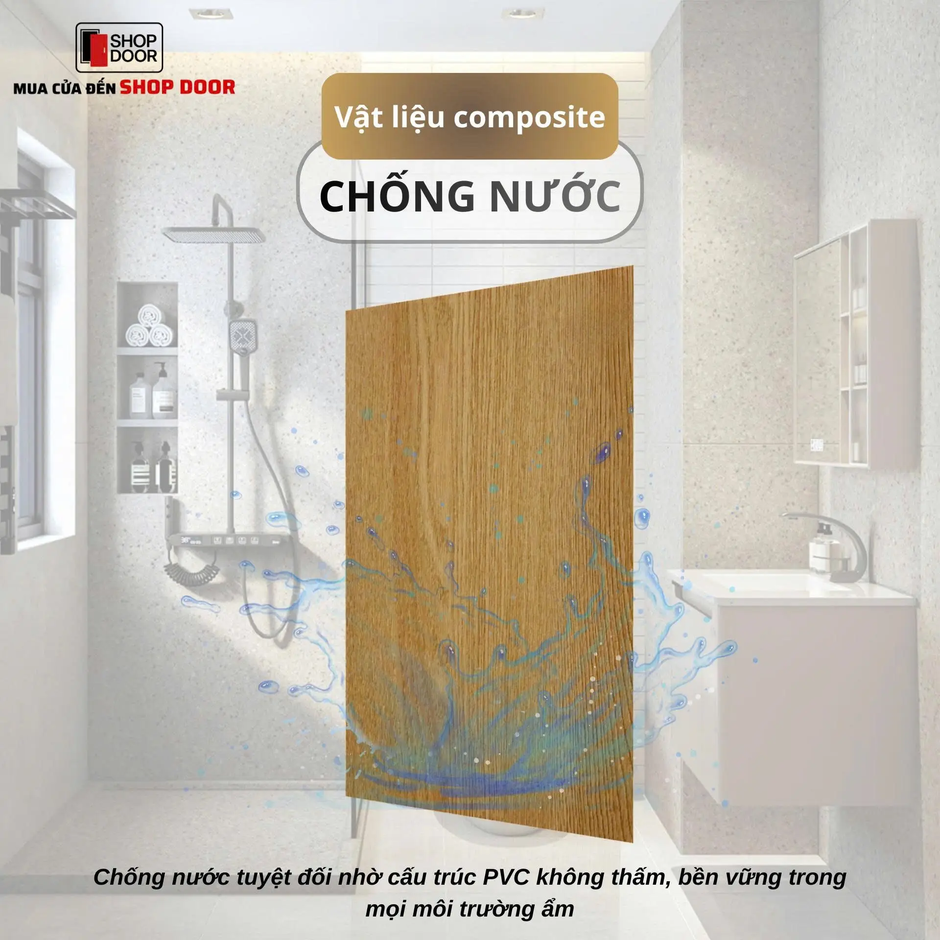 Cửa nhựa Composite lắp cho nhà vệ sinh kín khít