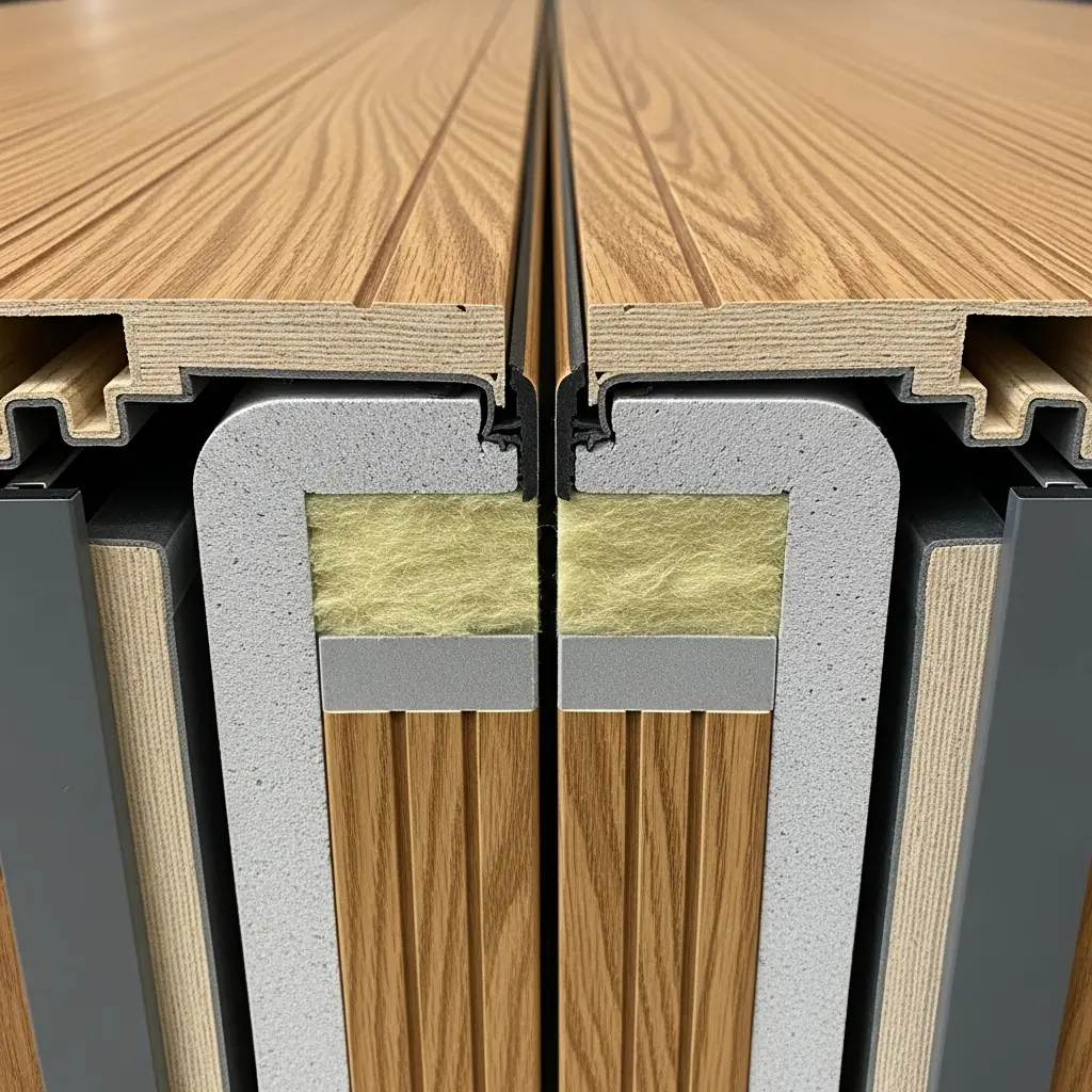 Hai mặt cánh cửa chống cháy với bề mặt hoàn thiện và lõi bên trong