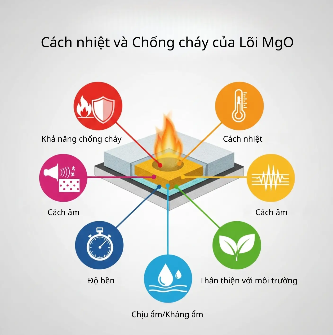 Khả năng cách nhiệt và chống cháy của lõi MgO