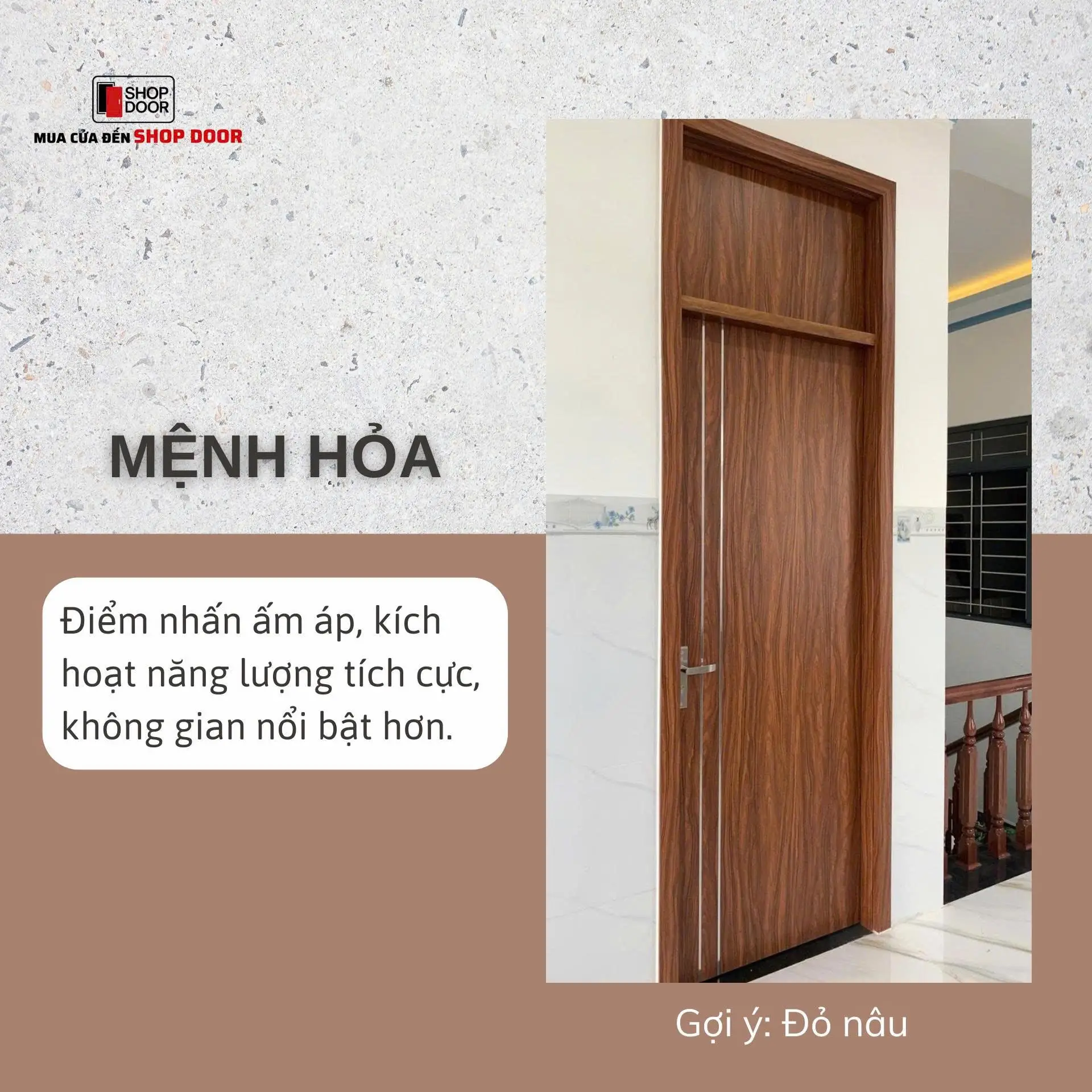 Màu cửa đúng mệnh Hỏa mang lại cảm giác ấm cúng cho ngôi nhà