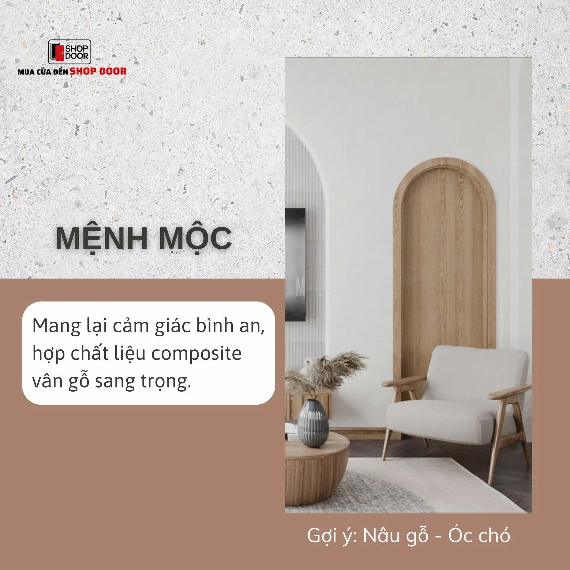 Màu cửa đúng mệnh Mộc với tone gỗ tự nhiên ấm áp