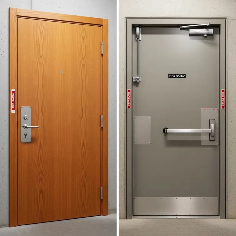 so sánh cửa gỗ công nghiệp chống cháy và cửa thép chống cháy