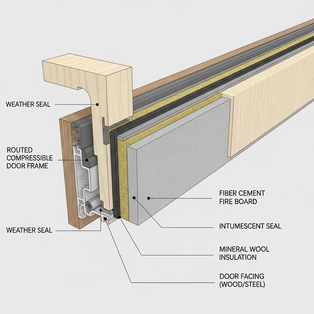 Tấm chống cháy phụ Fiber Cement trong cấu tạo cửa chống cháy
