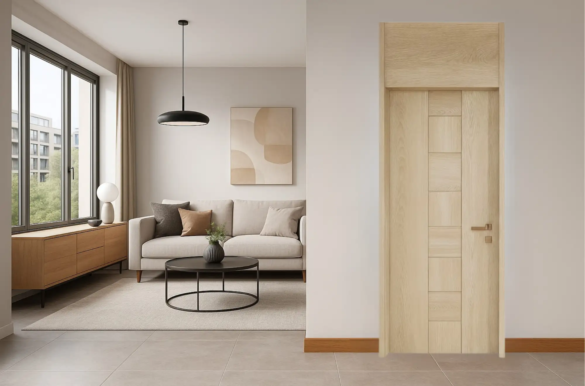 Thi công cửa gỗ chống cháy hoàn thiện tại căn hộ Nha Trang