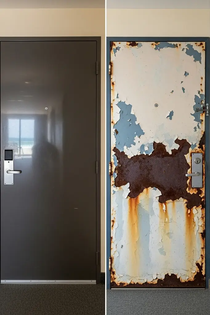 Ảnh hưởng của khí hậu ven biển đến vật liệu cửa trong khách sạn tại Quy Nhơn