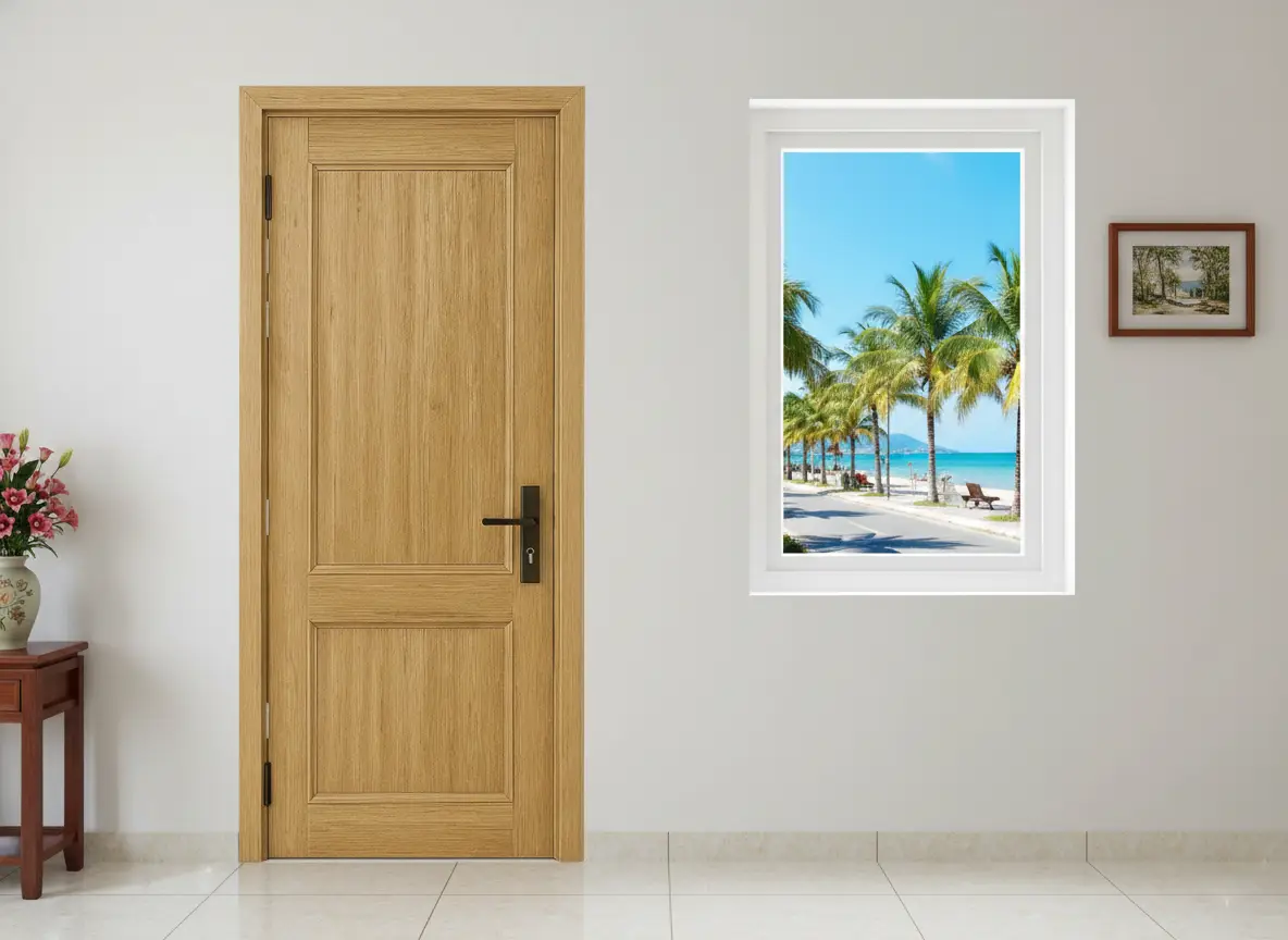 Cửa composite lắp đặt trong không gian nhà ở tại Quy Nhơn