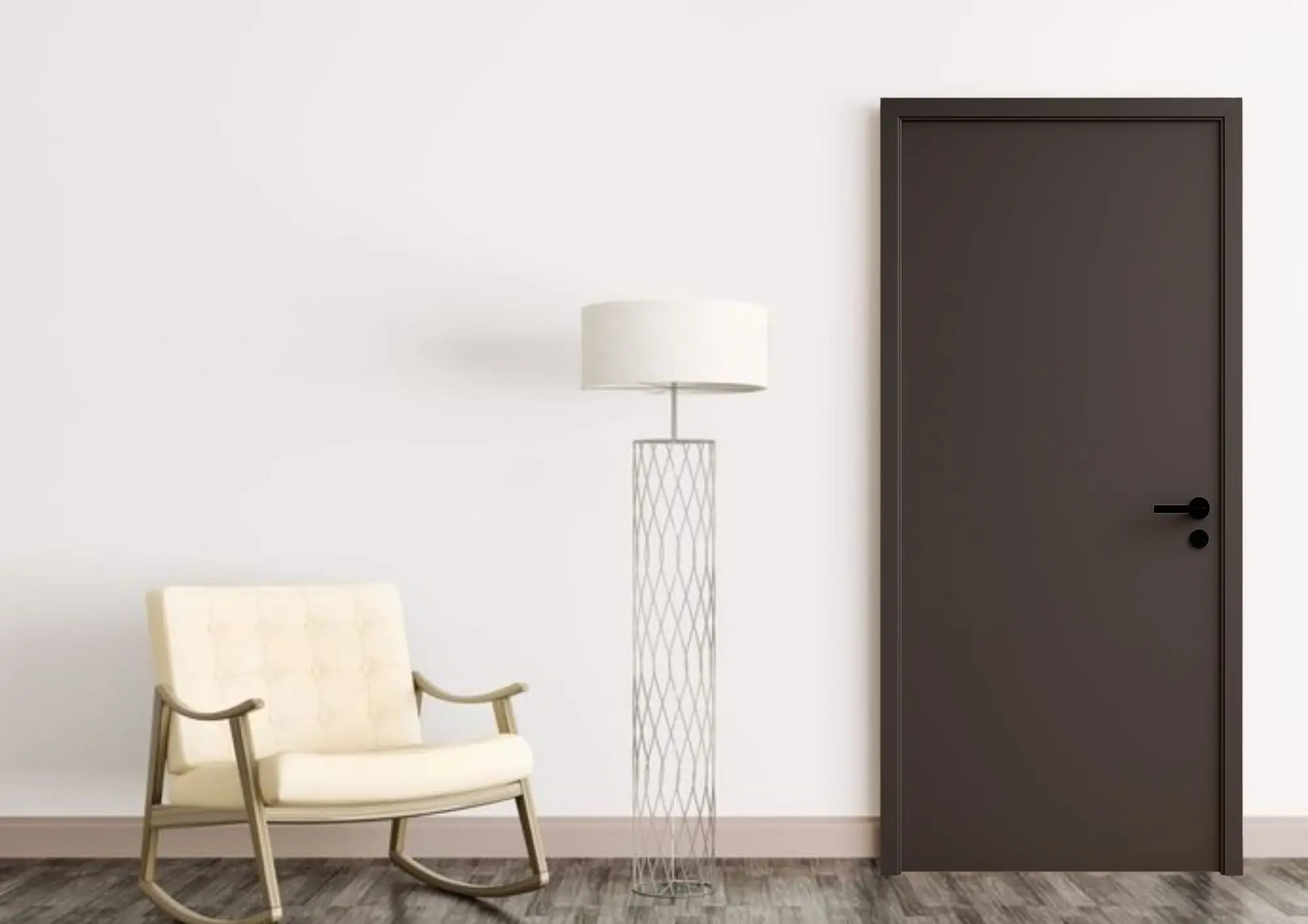 Cửa composite màu trung tính hài hòa không gian sống ven biển