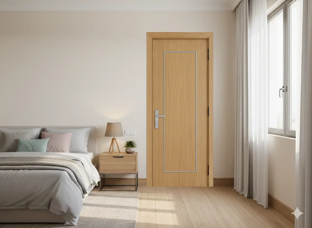 Cửa composite phòng ngủ nhà cấp 4 nông thôn Bình Định