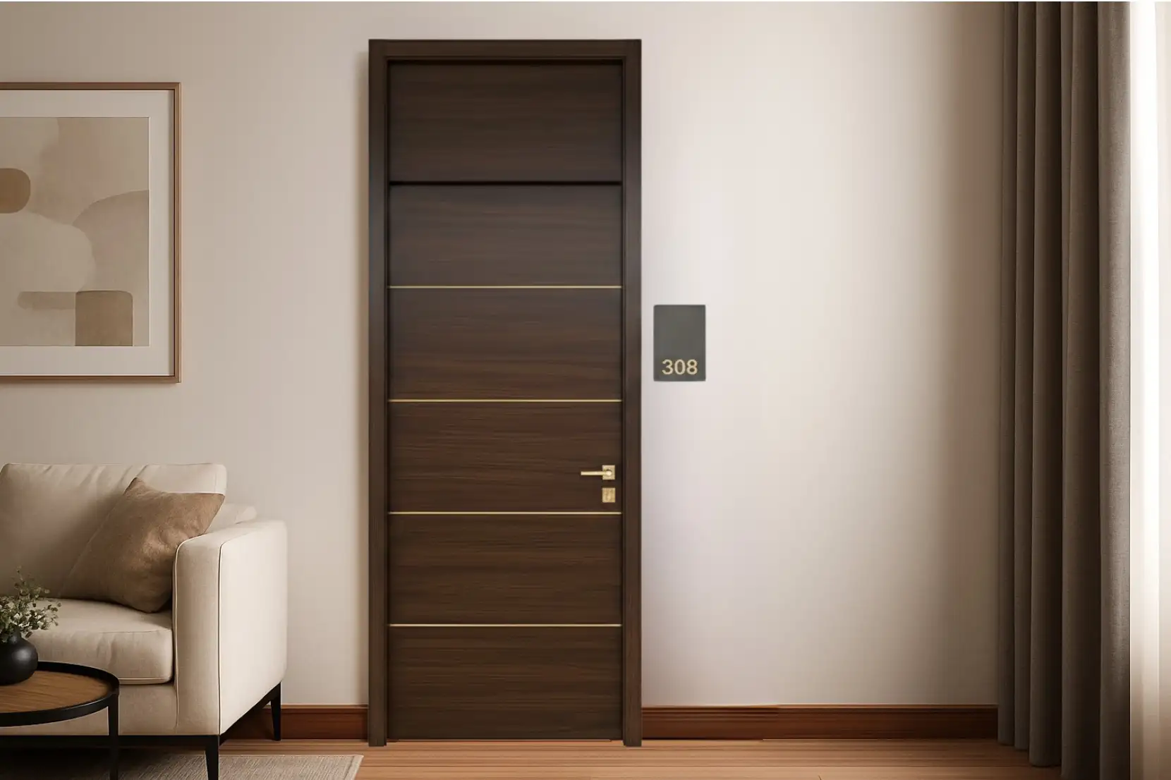 Cửa gỗ chống cháy được lắp đặt tại công trình dân dụng ở Bình Định