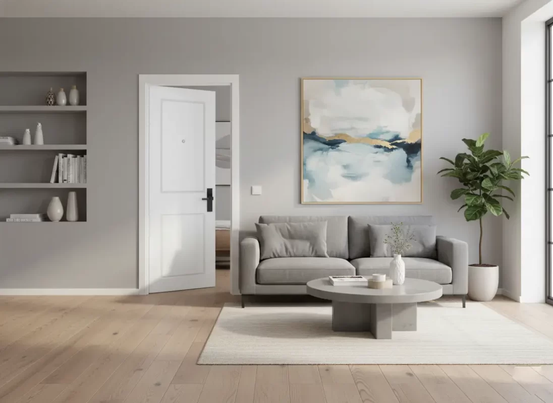 Cửa gỗ công nghiệp chống cháy TPHCM mẫu vân gỗ hiện đại cho nhà phố