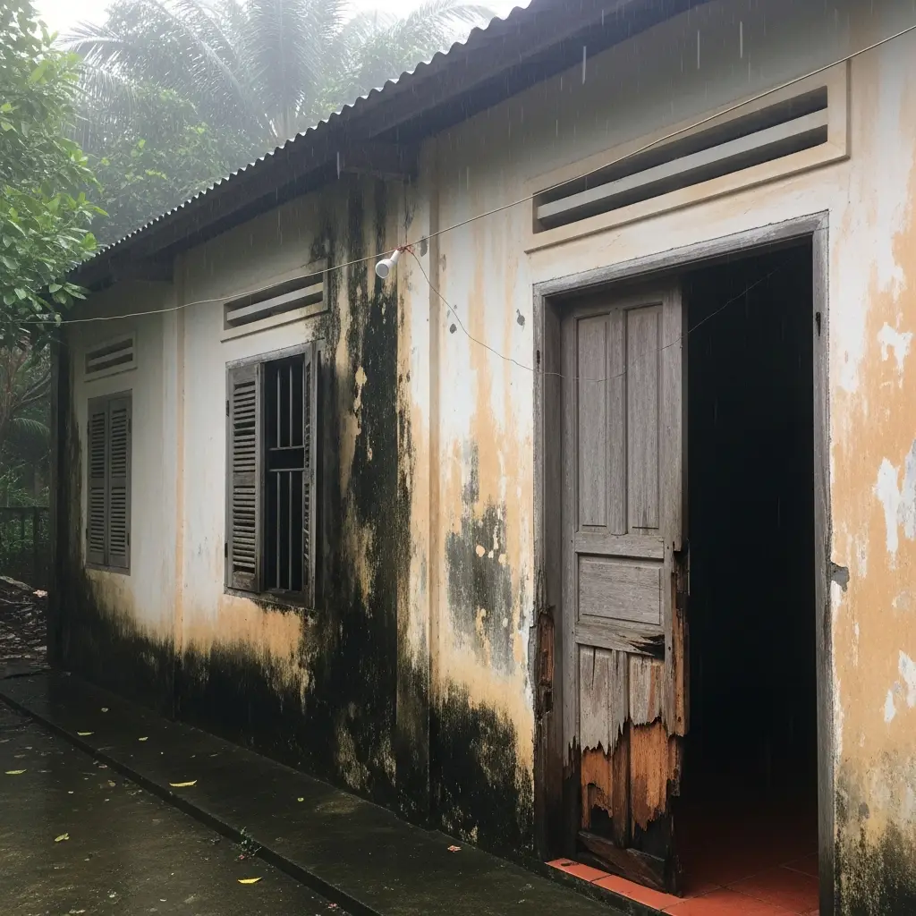 Độ ẩm không khí cao tại Bình Định ảnh hưởng đến độ bền cửa nhà cấp 4