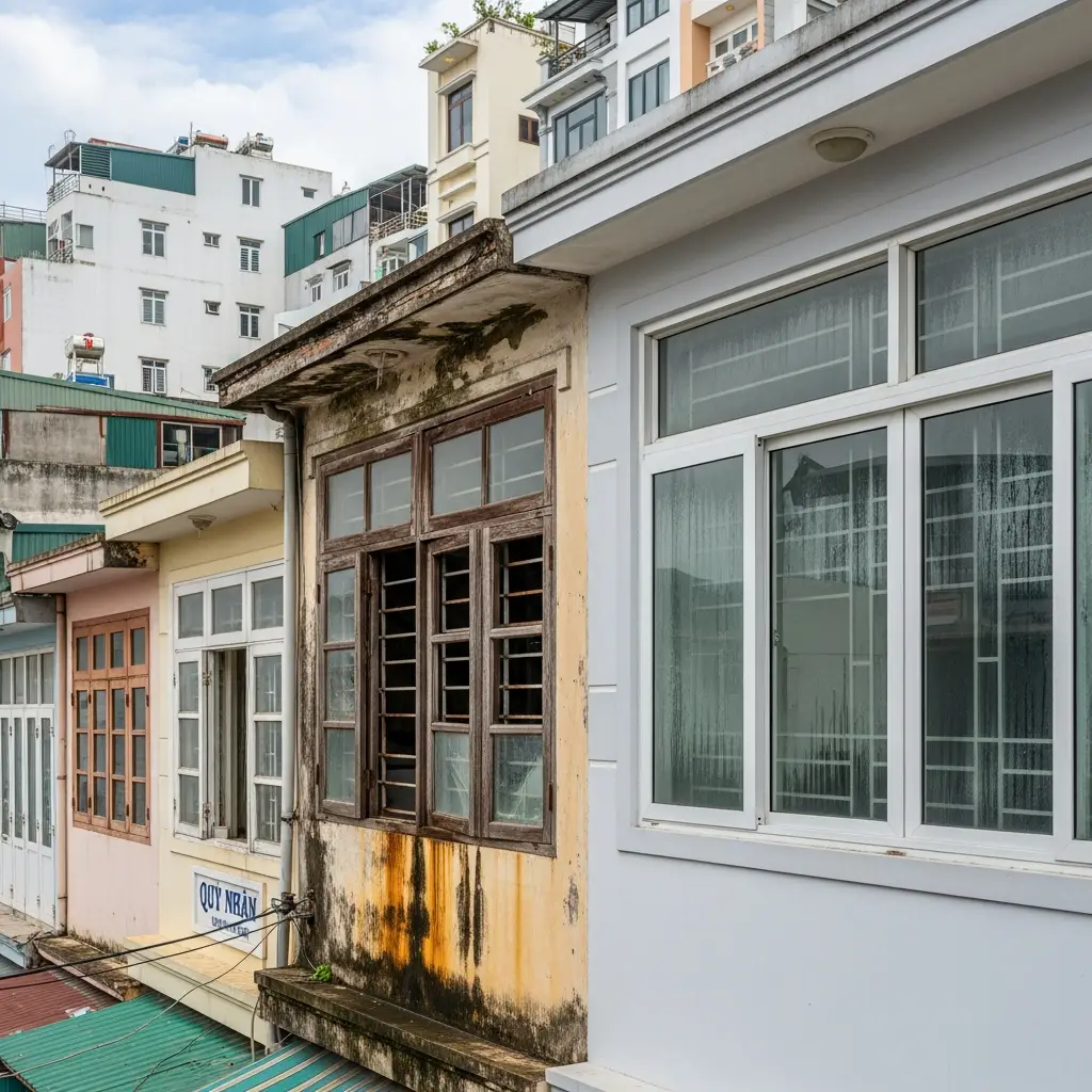 Độ ẩm và mật độ xây dựng ảnh hưởng đến hệ cửa nhà phố tại Quy Nhơn