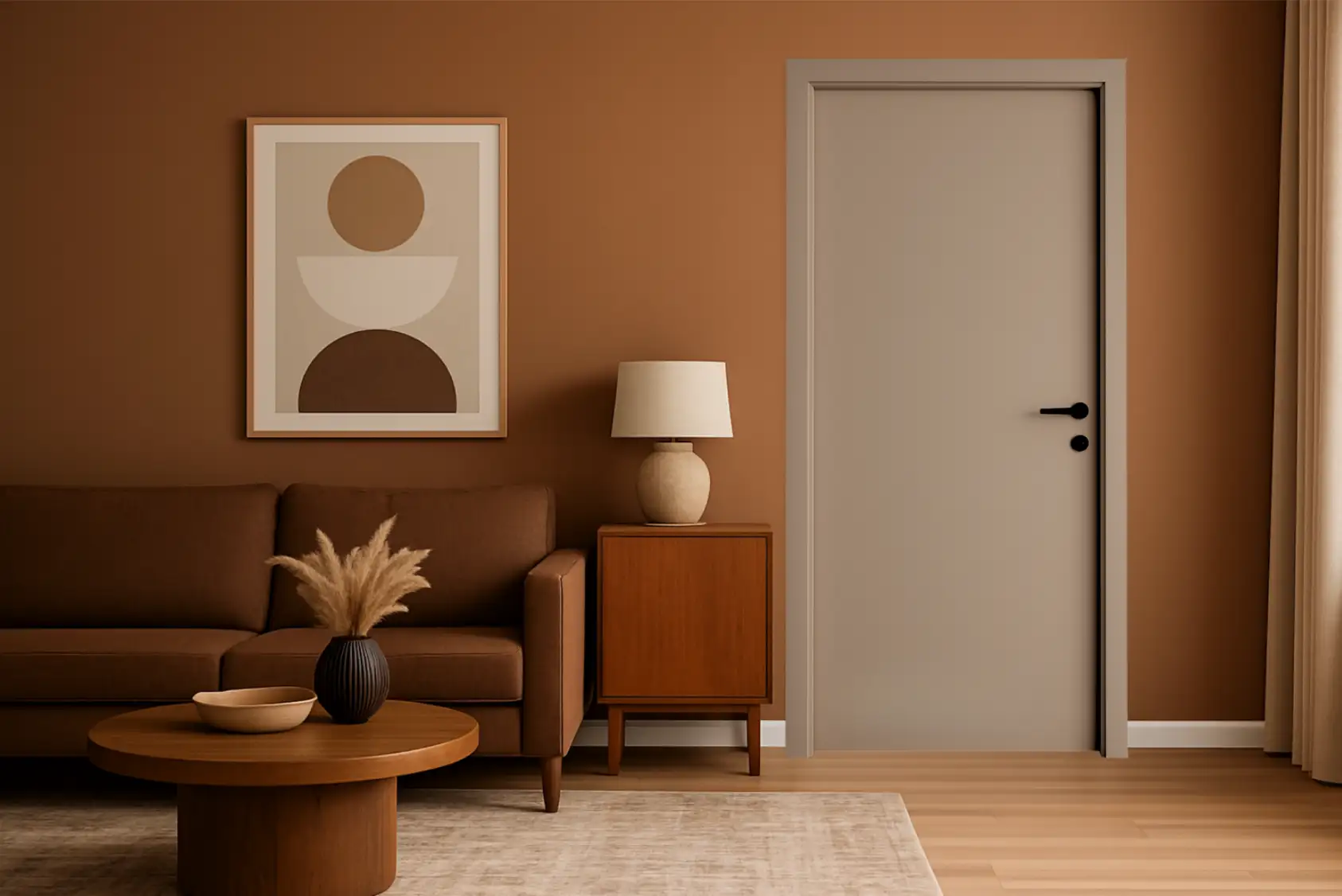 Mẫu cửa composite WC màu trung tính dễ phối nội thất