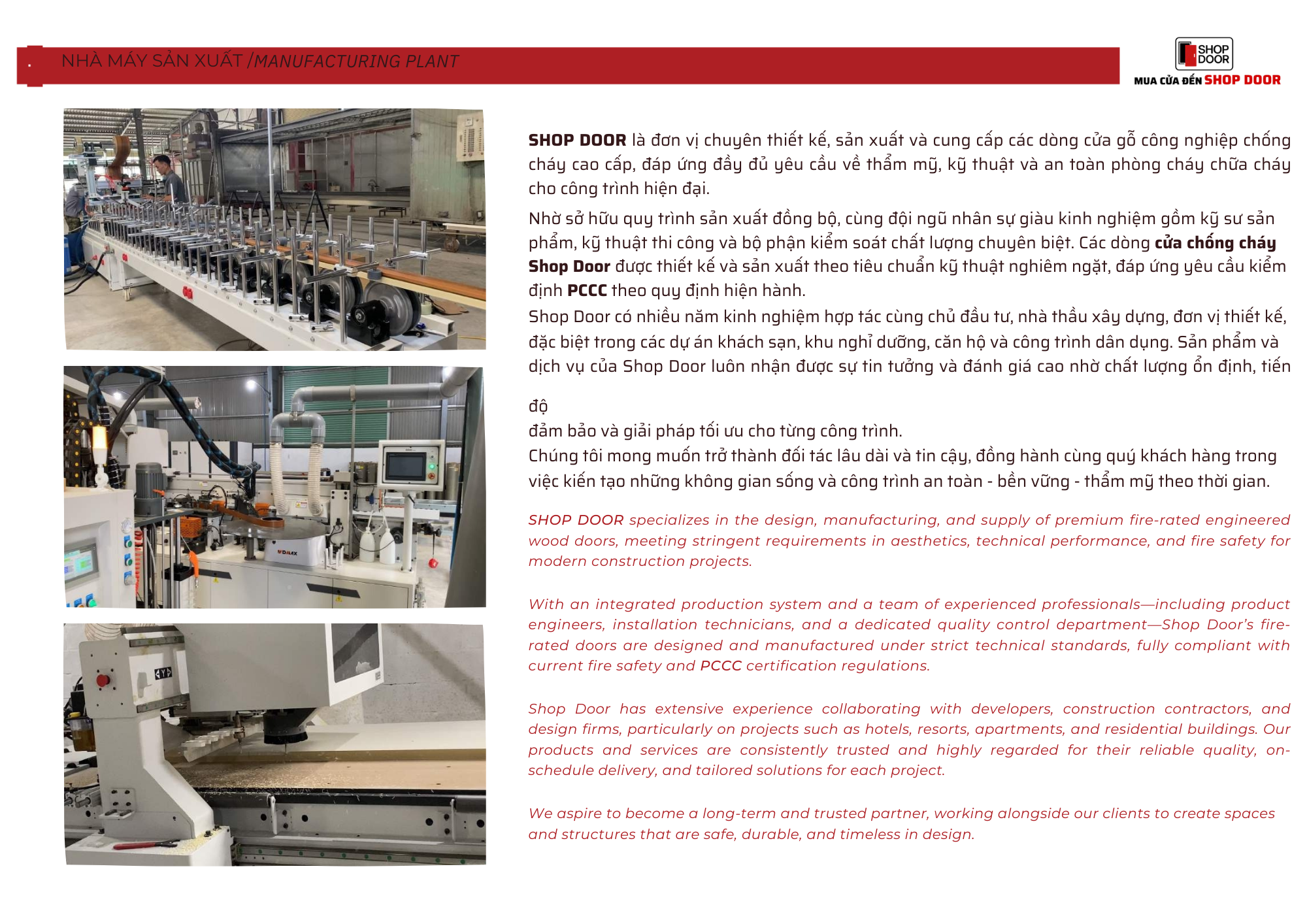 Nhà máy sản xuất cửa gỗ chống cháy phục vụ công trình tại Bình Định