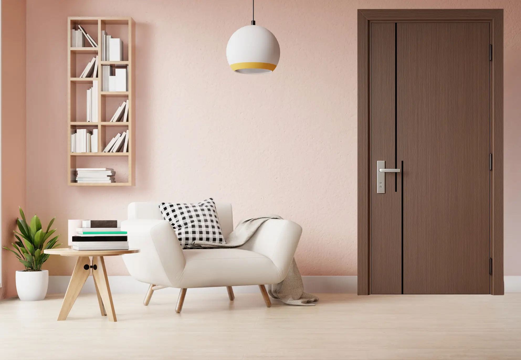 Phòng ngủ yên tĩnh với cửa composite