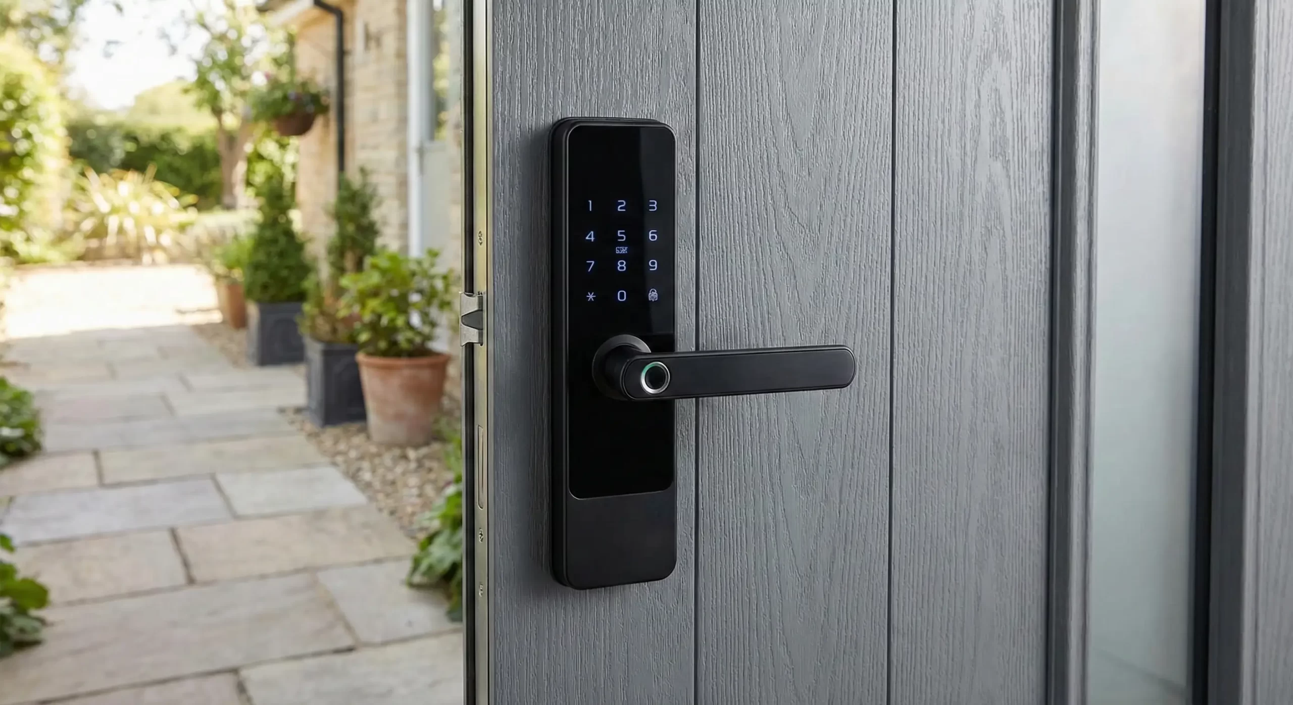 Cửa composite 40mm lắp khóa thông minh chắc chắn