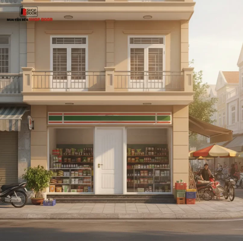 Cửa composite lắp cho nhà phố gần chợ tại Quy Nhơn