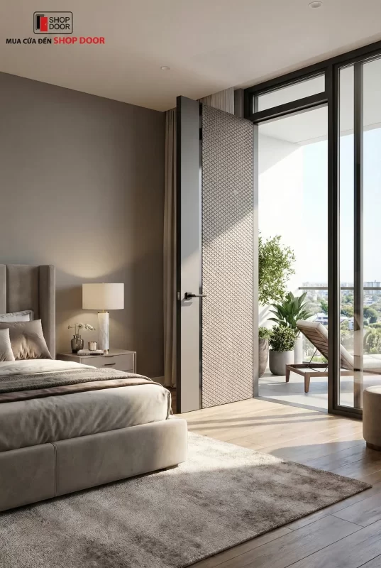 Cửa composite Nha Trang cho phòng ngủ master có ban công