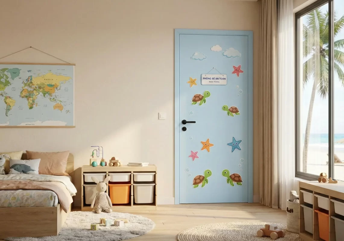 cửa composite nha trang cho phòng trẻ em an toàn