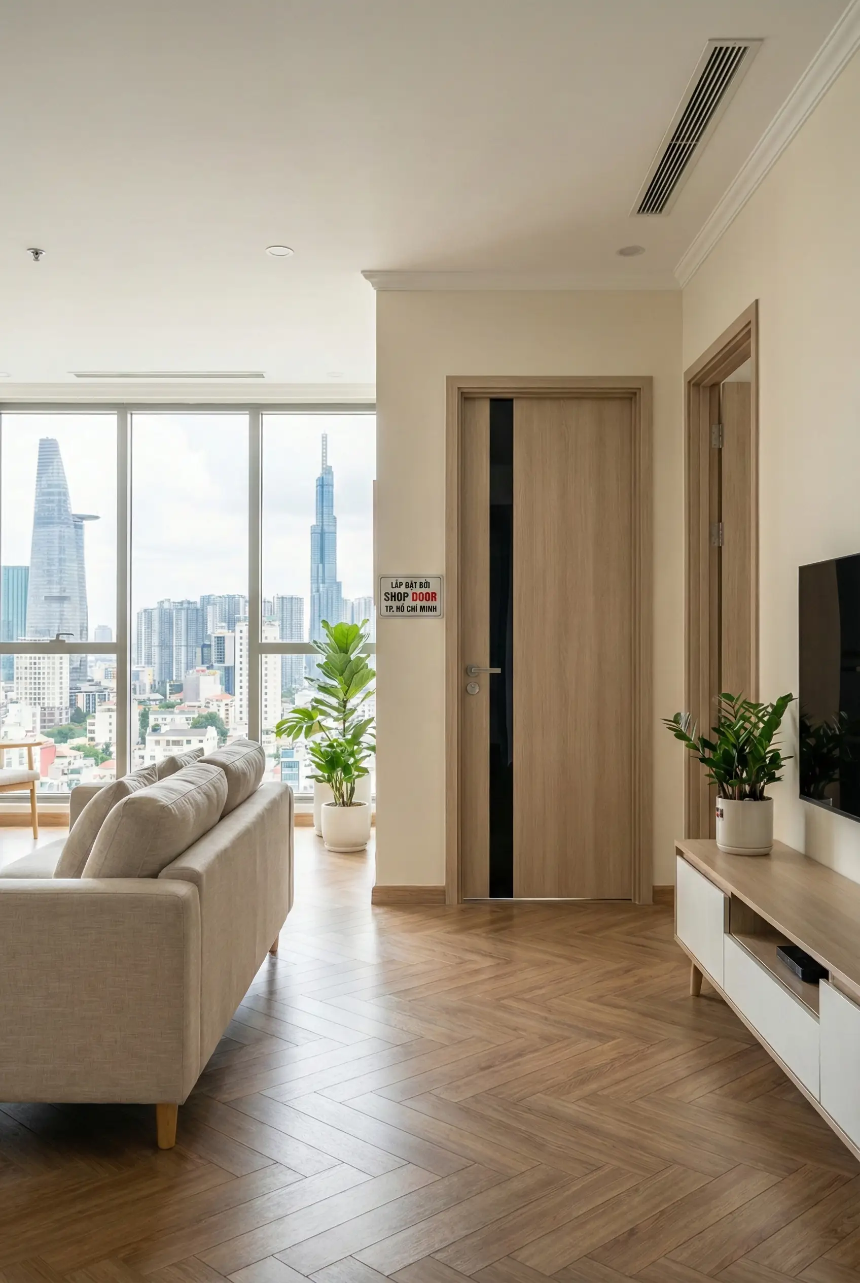 Cửa composite TP Hồ Chí Minh lắp đặt cho căn hộ chung cư hiện đại