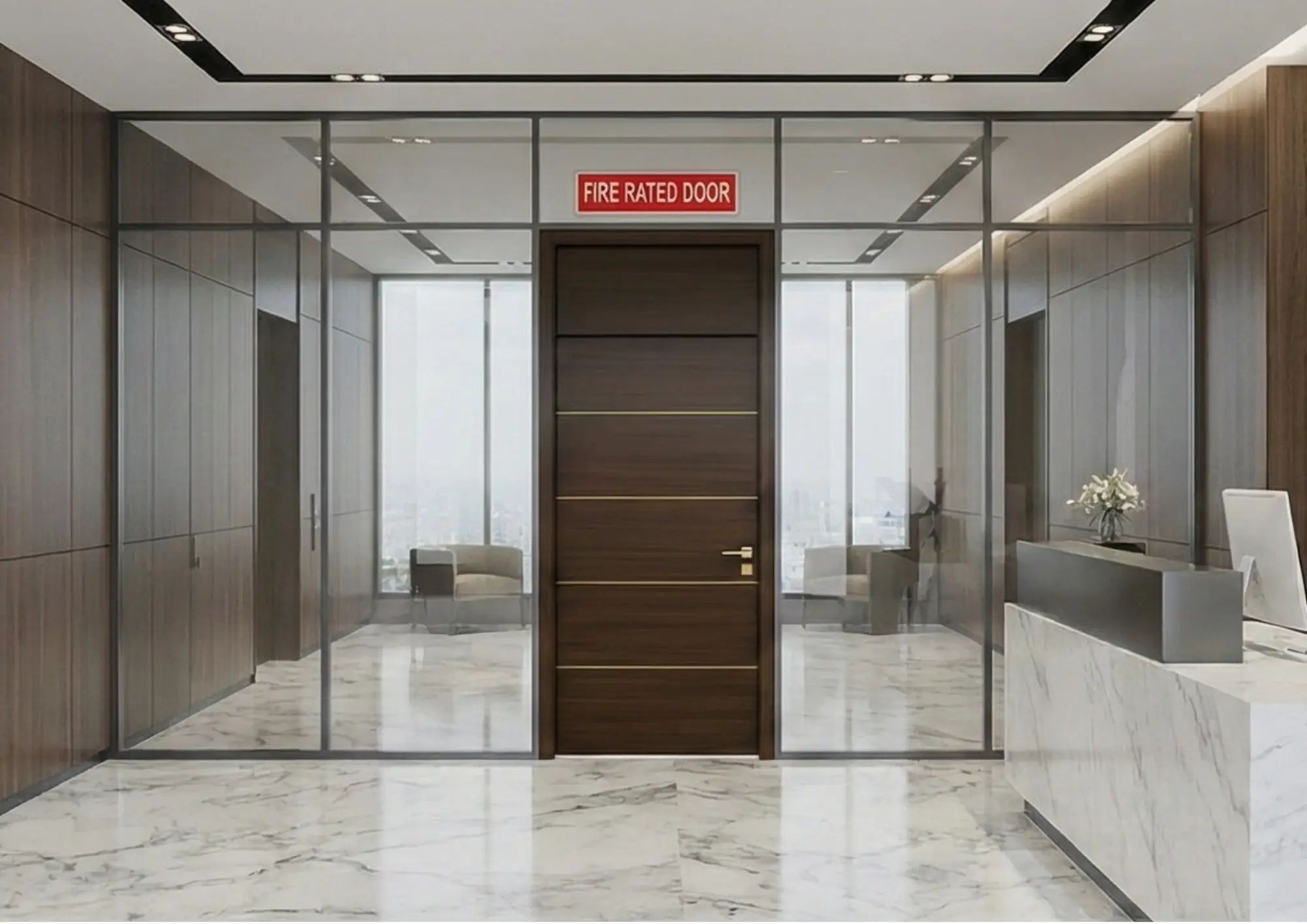 Cửa ngăn cháy EI60 chia khoang hành lang văn phòng