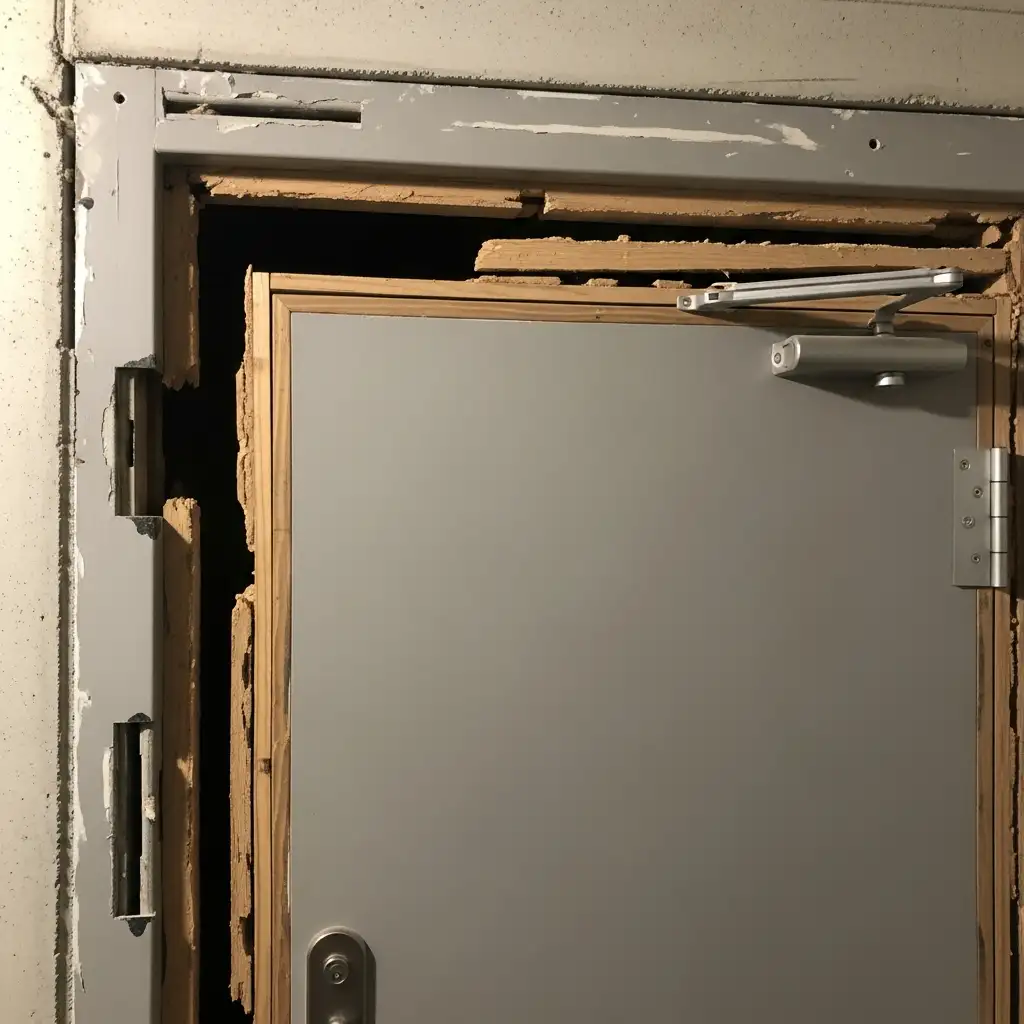 Khung bao cửa chống cháy lắp đặt sai kỹ thuật gây hở khe cửa