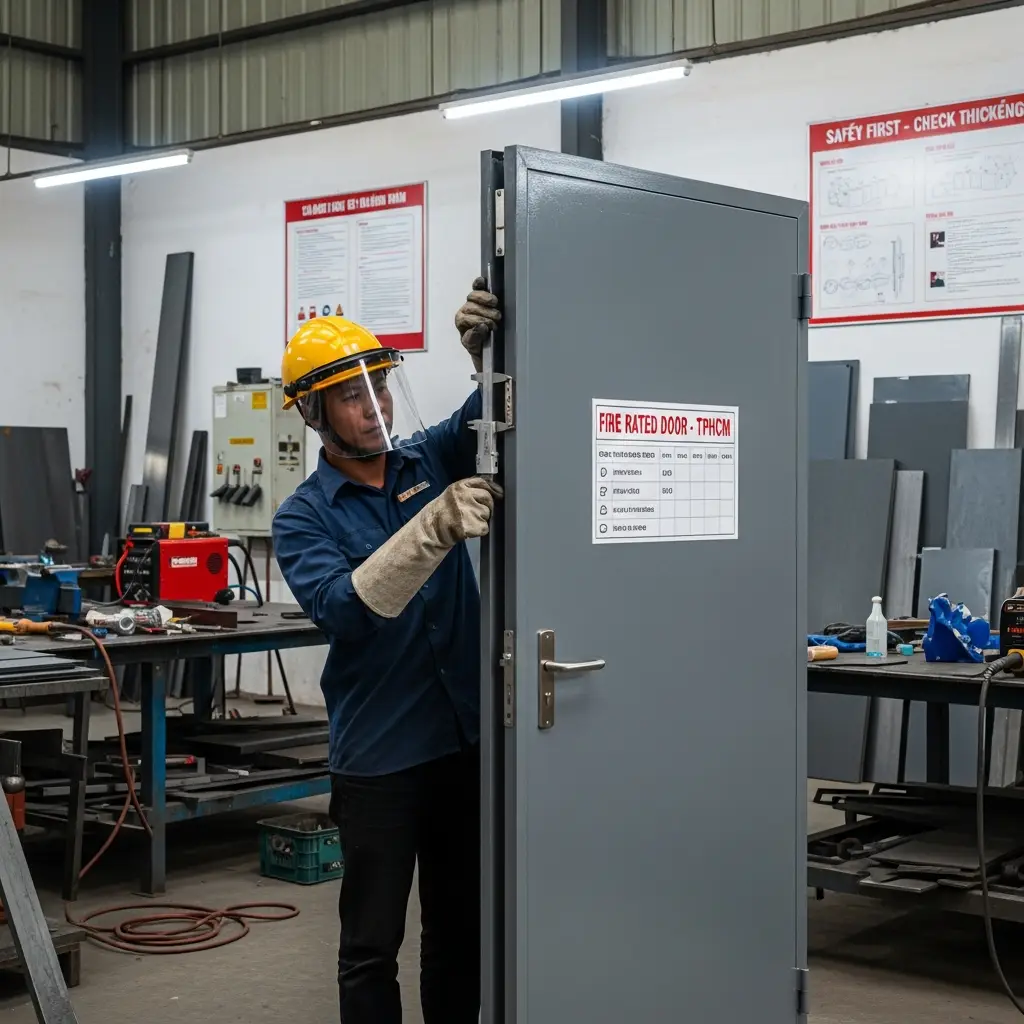 Kinh nghiệm chọn cửa chống cháy cho nhà ở TPHCM qua cách kiểm tra độ dày thép cánh