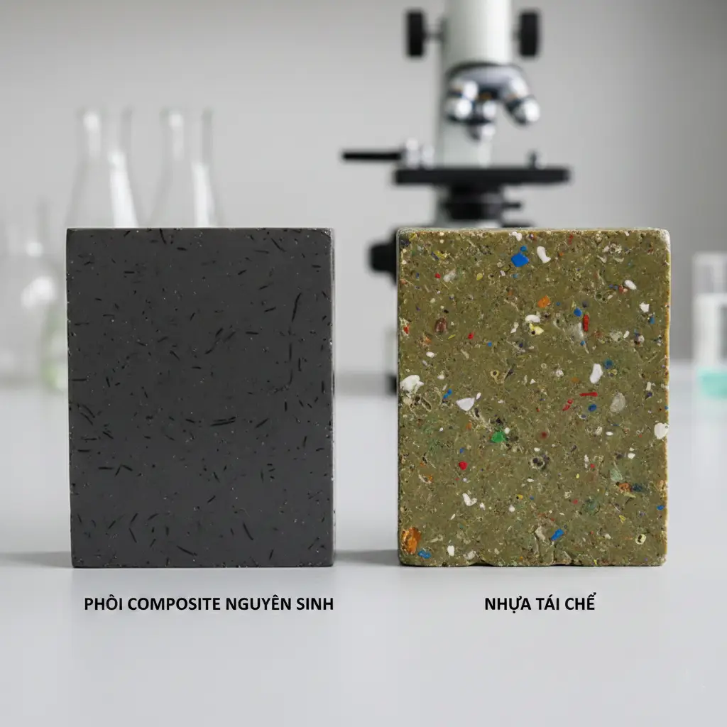 So sánh phôi composite nguyên sinh và nhựa tái chế