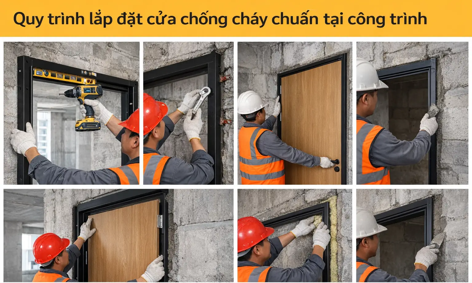 Các bước lắp đặt cửa chống cháy chuẩn Shopdoor tại công trình