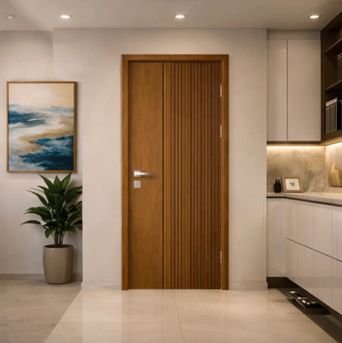 Căn hộ dịch vụ cao cấp tại Nha Trang lắp đặt nội thất cửa composite hiện đại