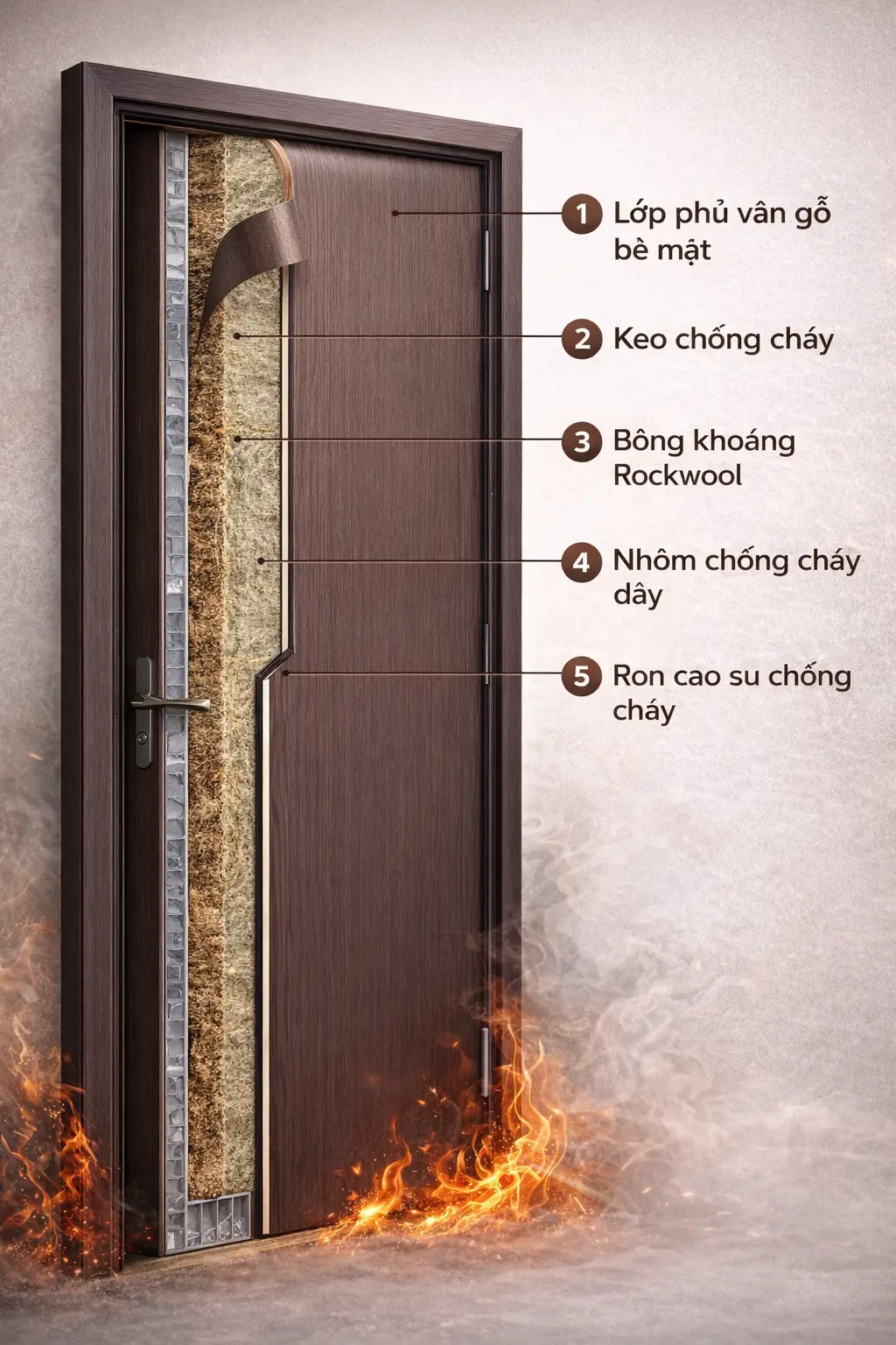 Cấu tạo lớp lõi dày đặc của cửa thép chống cháy tiêu chuẩn EI120