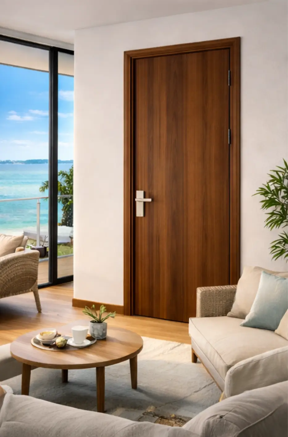 Cửa composite Nha Trang kháng hơi muối biển và chống ăn mòn hiệu quả cho căn hộ ven biển