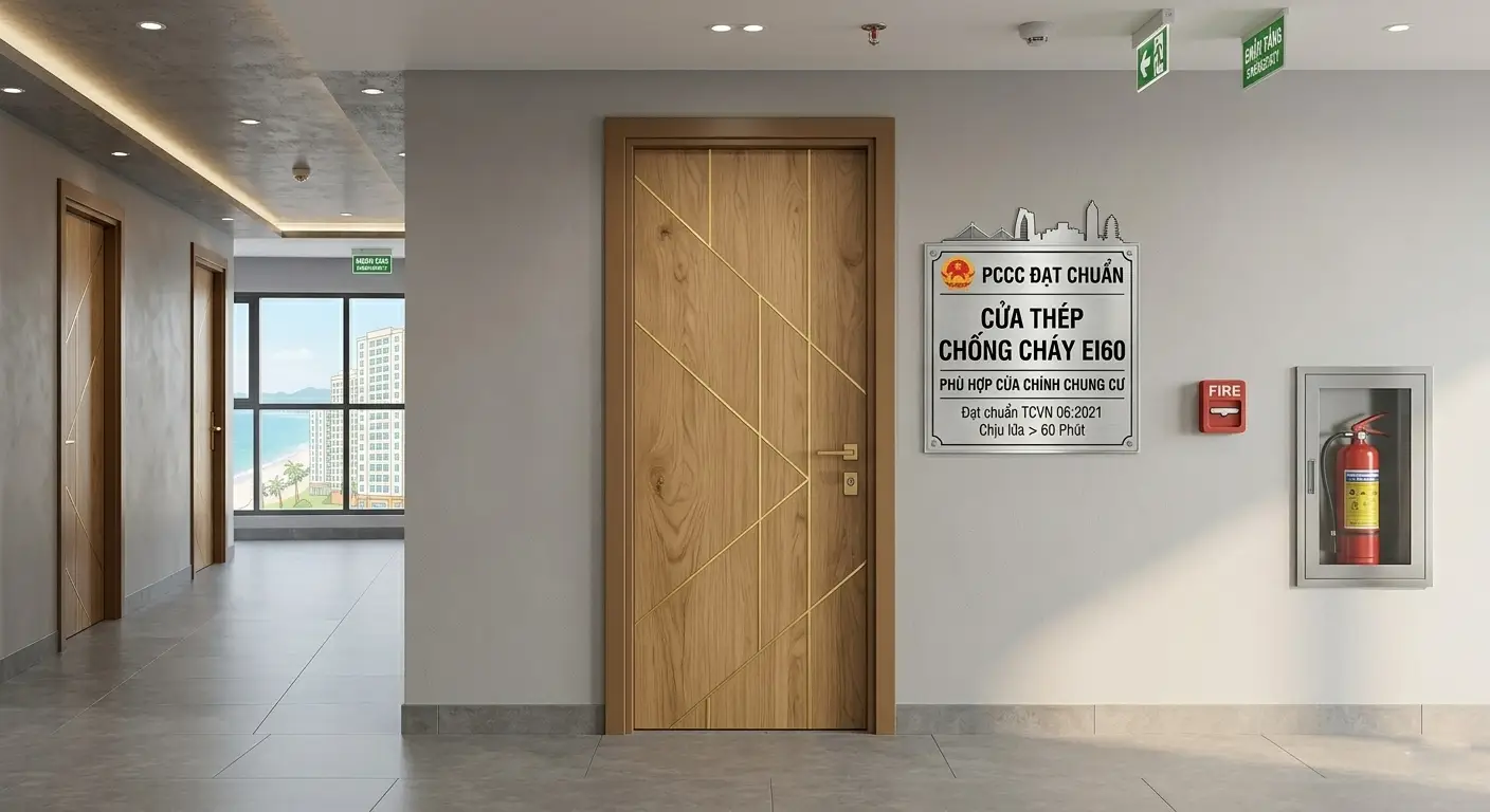 Cửa gỗ chống cháy tiêu chuẩn EI60 đạt chuẩn PCCC