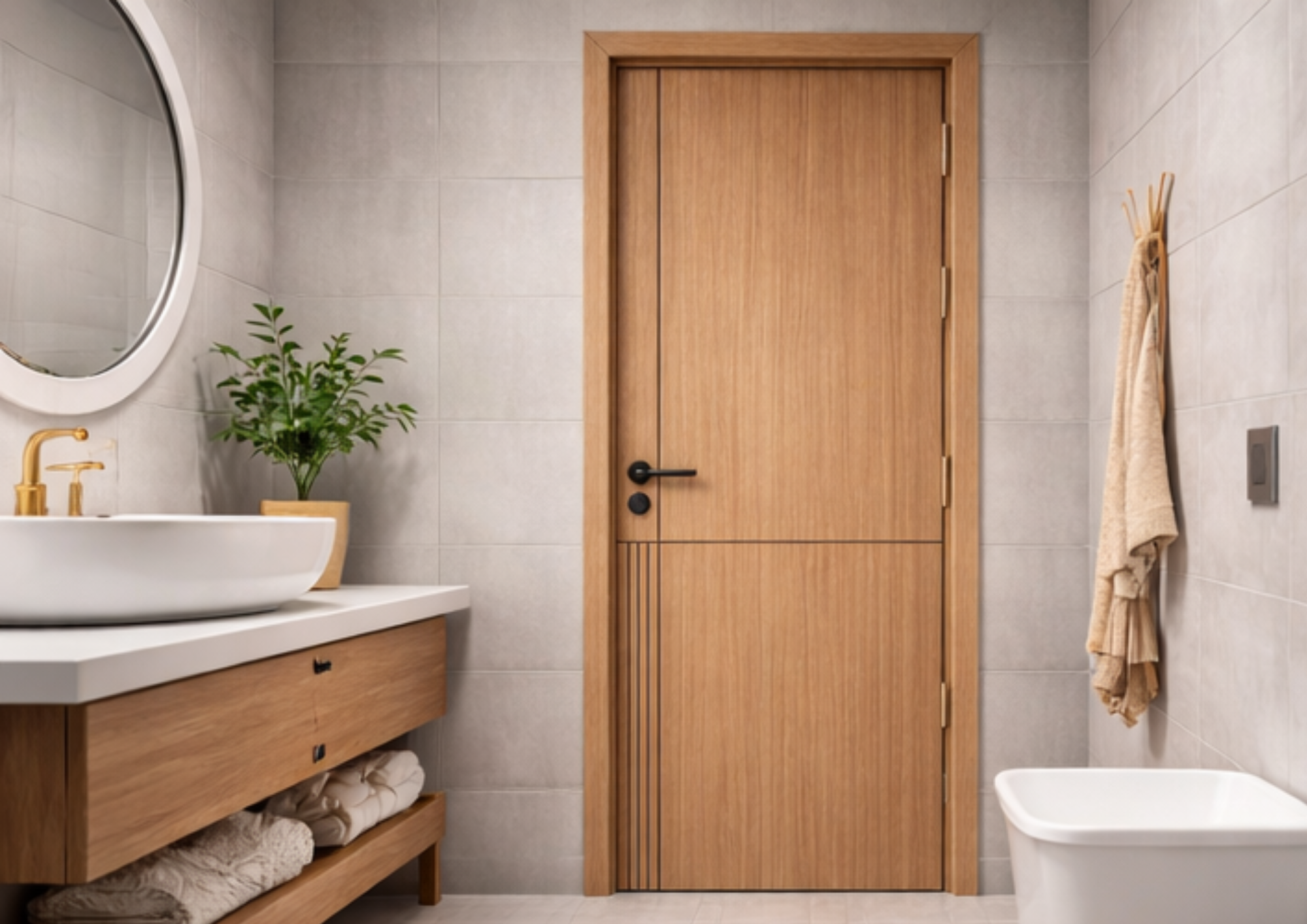 Cửa gỗ nhựa composite chống mối mọt và kháng nước tuyệt đối