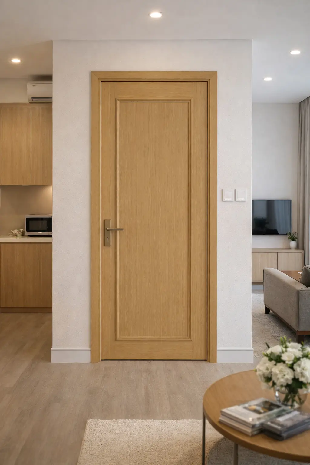 Cửa nhựa gỗ cao cấp lắp đặt cho căn hộ dịch vụ trên đường Võ Văn Tần Quận 3