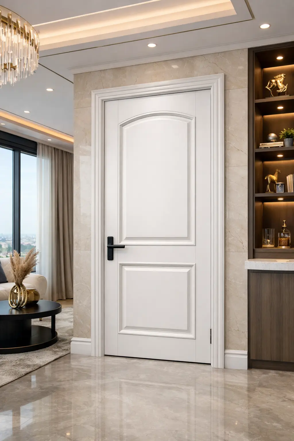 Cửa nhựa gỗ composite sơn PU cao cấp chống trầy xước lắp đặt tại Penthouse Quận 7