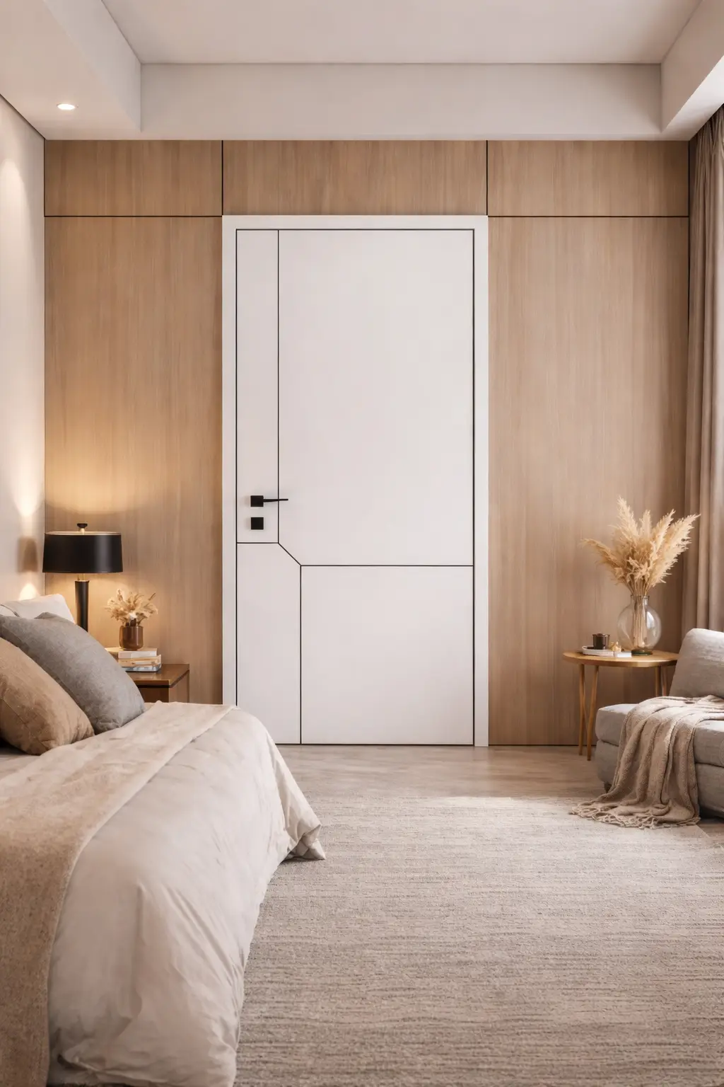 Mẫu cửa nhựa phòng ngủ composite màu gỗ sồi sang trọng