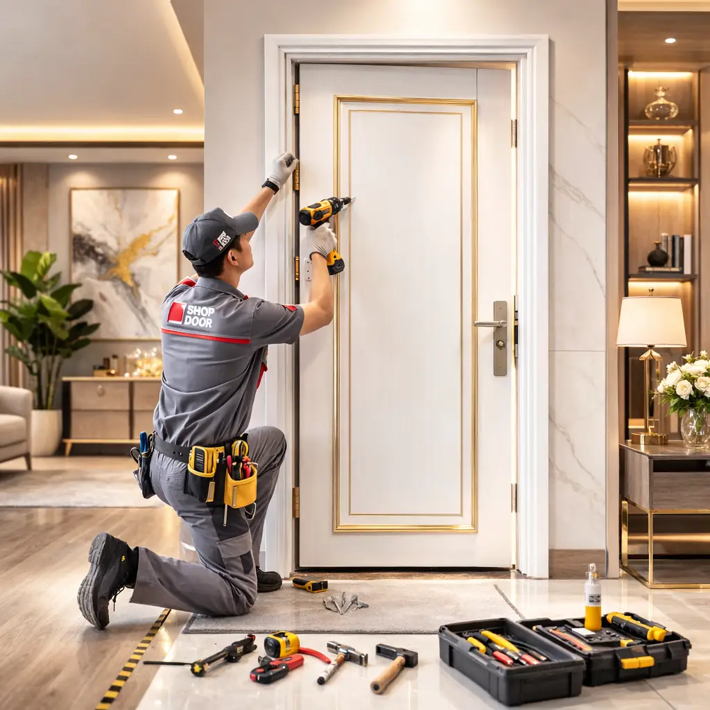 Đội ngũ thợ lành nghề lắp đặt cửa composite trọn gói